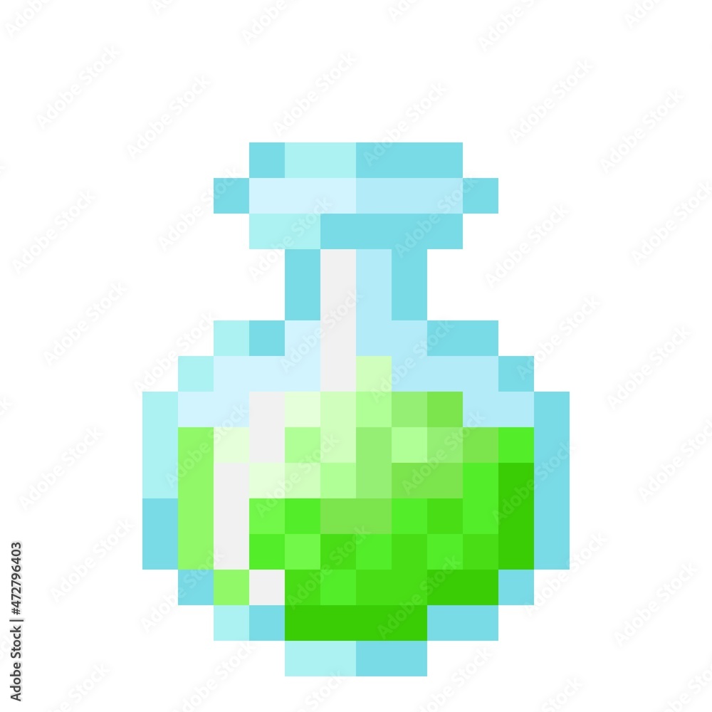 Obraz premium Green potion pixel art. Vector Picture.