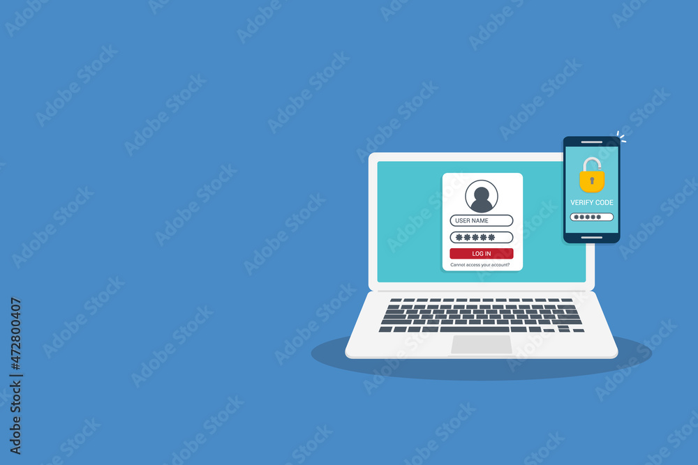 Two Factor Multi-Factor Authentication Security Concept Two Factor Multi-Factor Authentication Security Concept