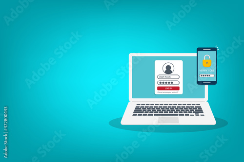 Two Factor Multi-Factor Authentication Security Concept