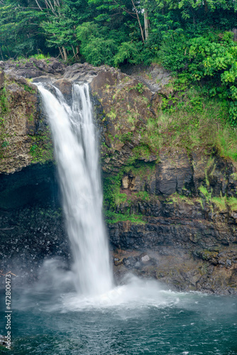 USA  Hawaii  Big Island of Hawaii. Wailuku River State Park  Rainbow Falls and surrounding lush vegetation.