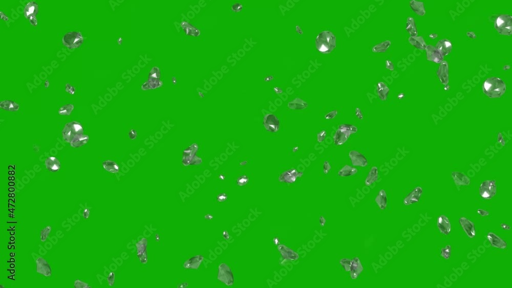 Spinning diamonds motion graphics with green screen background Spinning diamonds motion graphics with green screen background