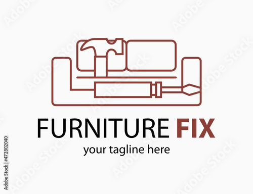 Hauling or restore furniture logo. Fixing furniture vector sign. Leather and Fabric Upholstery emblem.