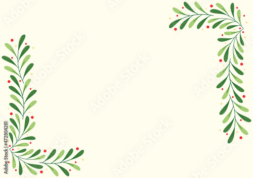 Christmas leaf frame. Merry Christmas wallpaper. free space for text. Holly leaf frame. 