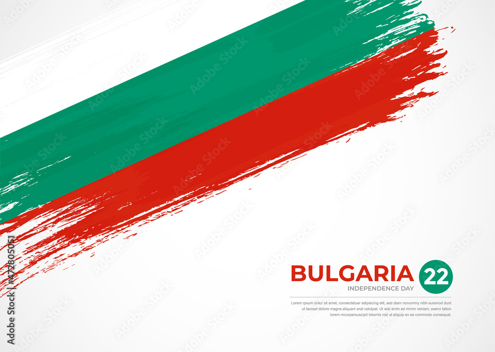 Flag of Bulgaria with creative painted brush stroke texture background Flag of Bulgaria with creative painted brush stroke texture background