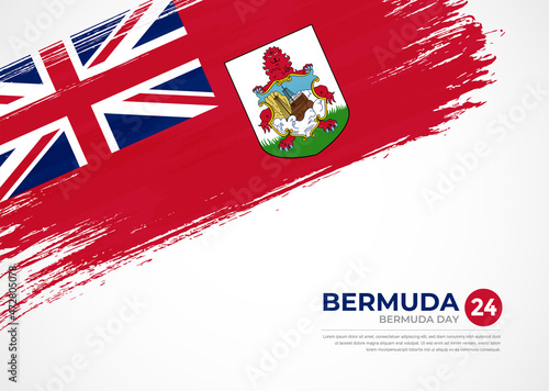 Flag of Bermuda with creative painted brush stroke texture background