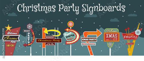 Christmas Party Signboards, American Mid Century Modern Style Billboards