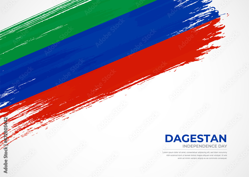 Flag of Dagestan with creative painted brush stroke texture background Flag of Dagestan with creative painted brush stroke texture background