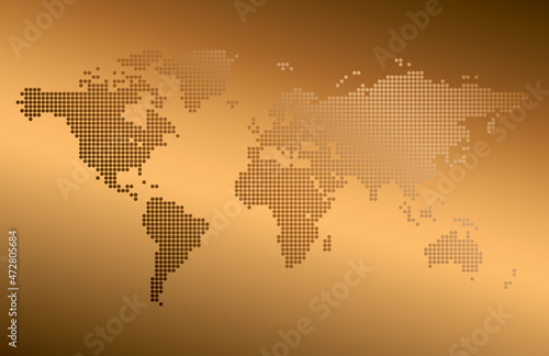 abstract world map on dark gold vector background with gradient