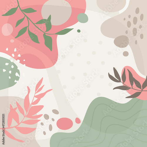 Design banner frame background .Colorful poster background vector illustration.Exotic plants, branches,art print for beauty, fashion and natural products,wellness, wedding and event. 