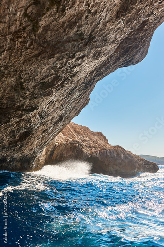 Rocky coastline in Cabrera island, blava cave. Balearic islands. Spain photo