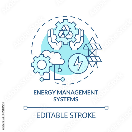 Energy management blue concept icon. Automation of energy measurement data collection. Urban services abstract idea thin line illustration. Vector isolated outline color drawing. Editable stroke