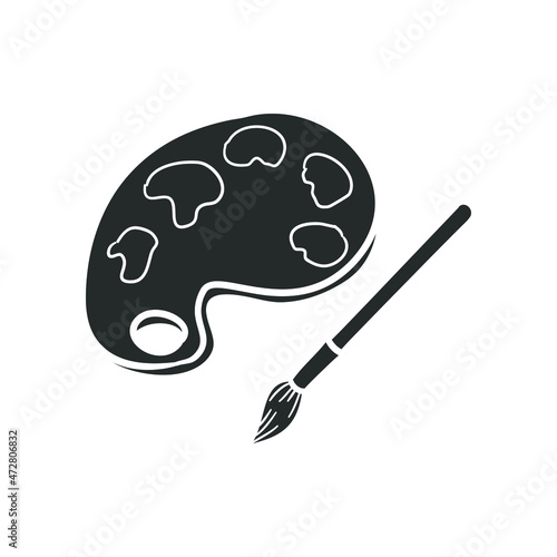 Artpaint Icon Silhouette Illustration. Palette Watercolor Vector Graphic Pictogram Symbol Clip Art. Doodle Sketch Black Sign.