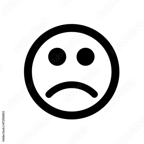 Negative unhappy smiley sad icon isolated on white background