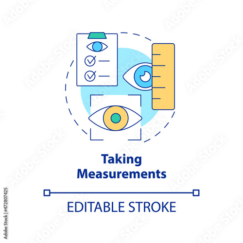 Taking measurements concept icon. Medical tests and preparation. Eye measurements before lasik surgery abstract idea thin line illustration. Vector isolated outline color drawing. Editable stroke