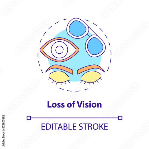 Loss of vision concept icon. One of major side effects and risks after lasik eye surgery abstract idea thin line illustration. Vector isolated outline color drawing. Editable stroke