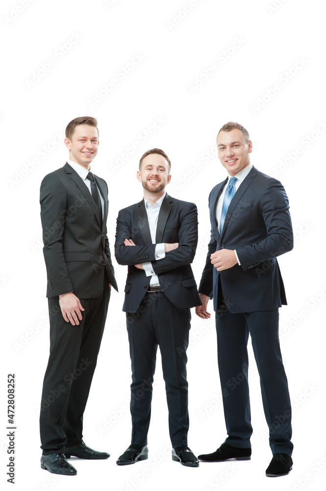 Successful business team. Full length of group of confident businessmen in formal wear standing close to each other. Isolated on white. Successful business team. Full length of group of confident businessmen in formal wear standing close to each other. Isolated on white.