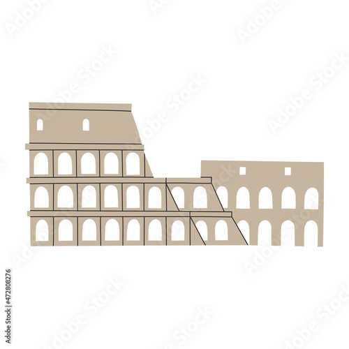 Canvas Print Vector color hand drawn illustration with Coliseum