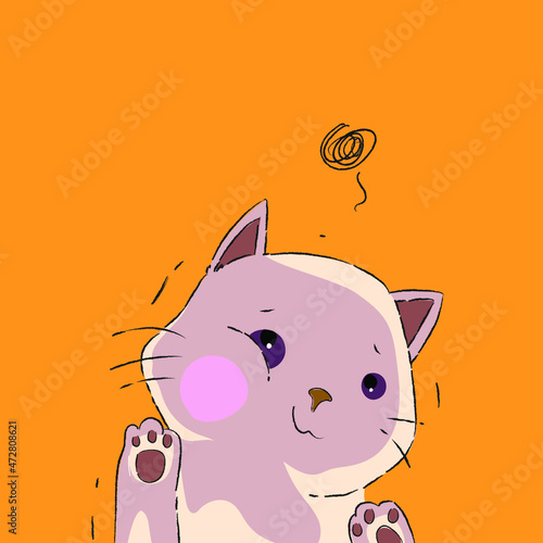 Cute cat icon animal character vector illustration. photo