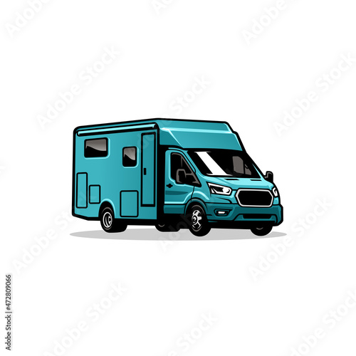 RV - camper van - caravan - motor home illustration logo vector 