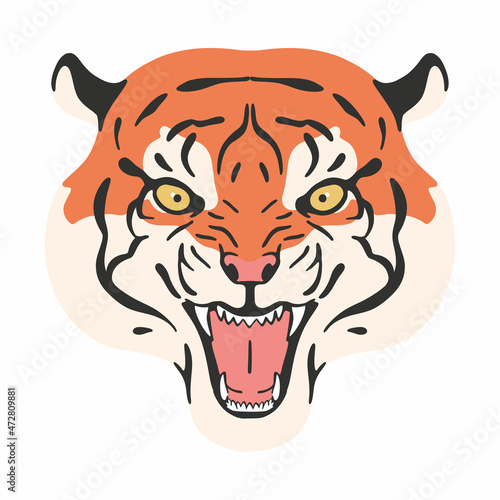 tiger beast head character illustration