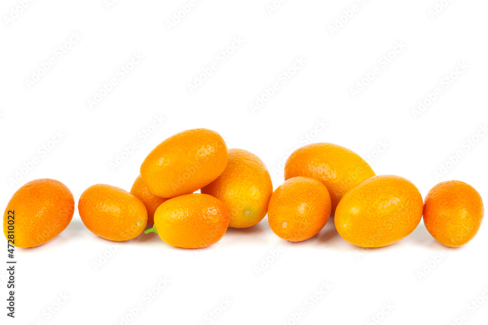 Cumquat or fortunella. Tasty juicy fruit .Isolated on a white background