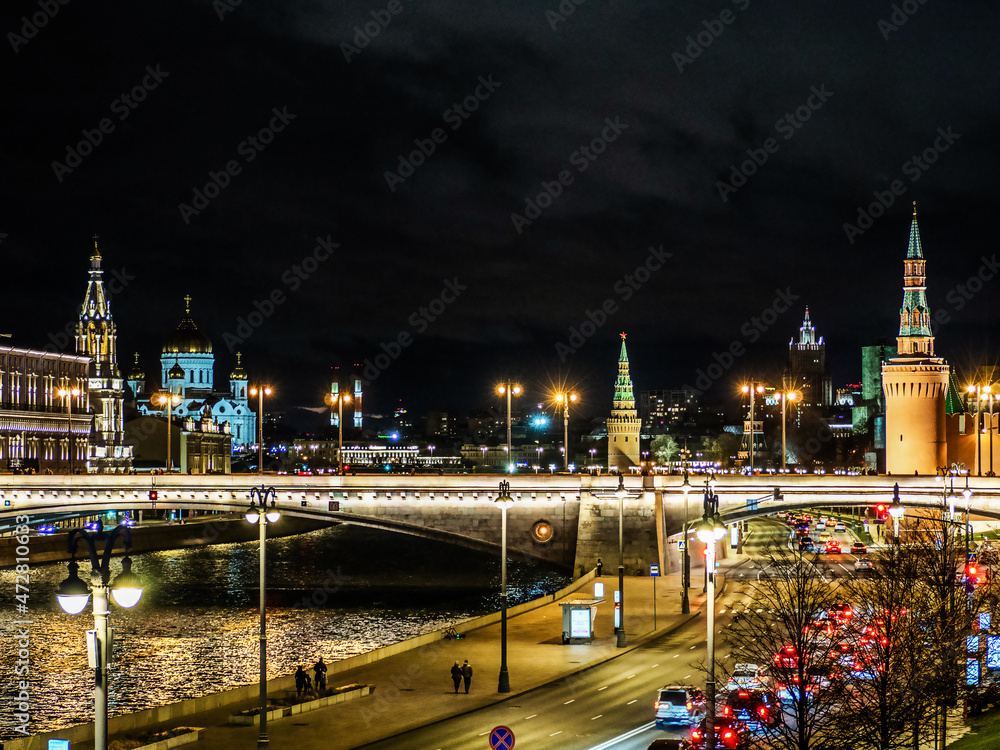 The image of the Kremlin in Russia at night, the night city.