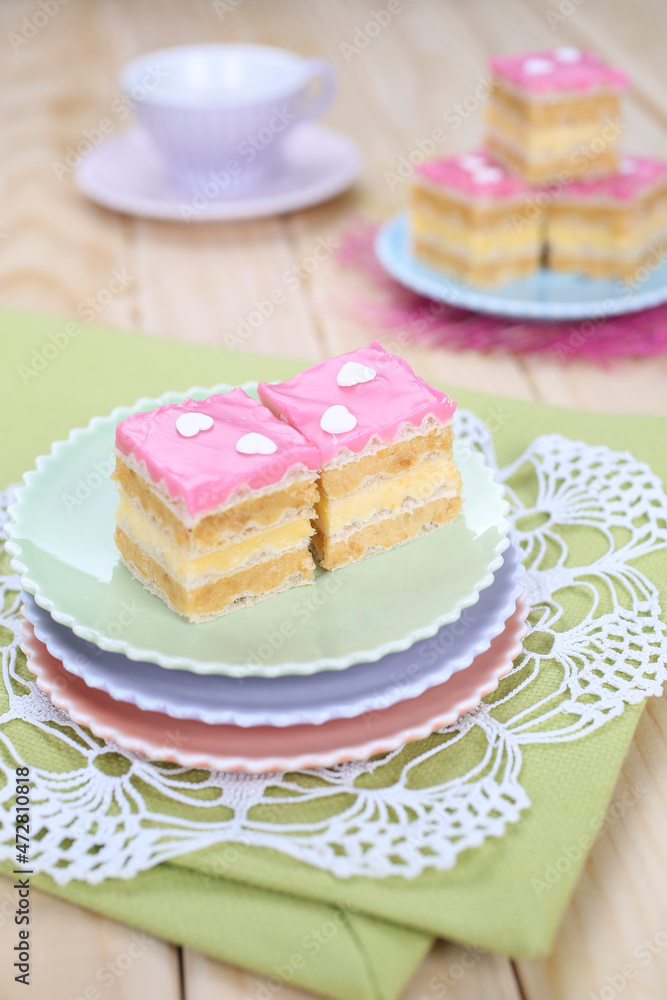 Various homemade bakeries on the table such as cake, pastry, sweet and delicious. Various homemade bakeries on the table such as cake, pastry, sweet and delicious.