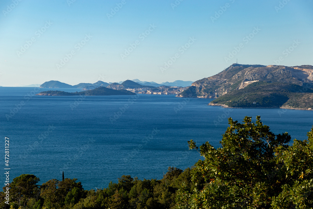 View to Adriatic sea from mountains.