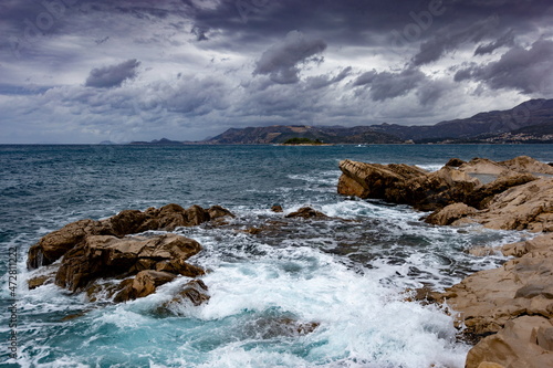 Adriatic sea under stormy clouds, Dalmatia, Croatia