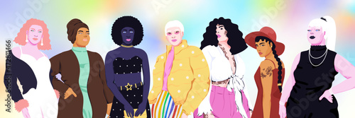 Multicultural group of people expressing identity and self love