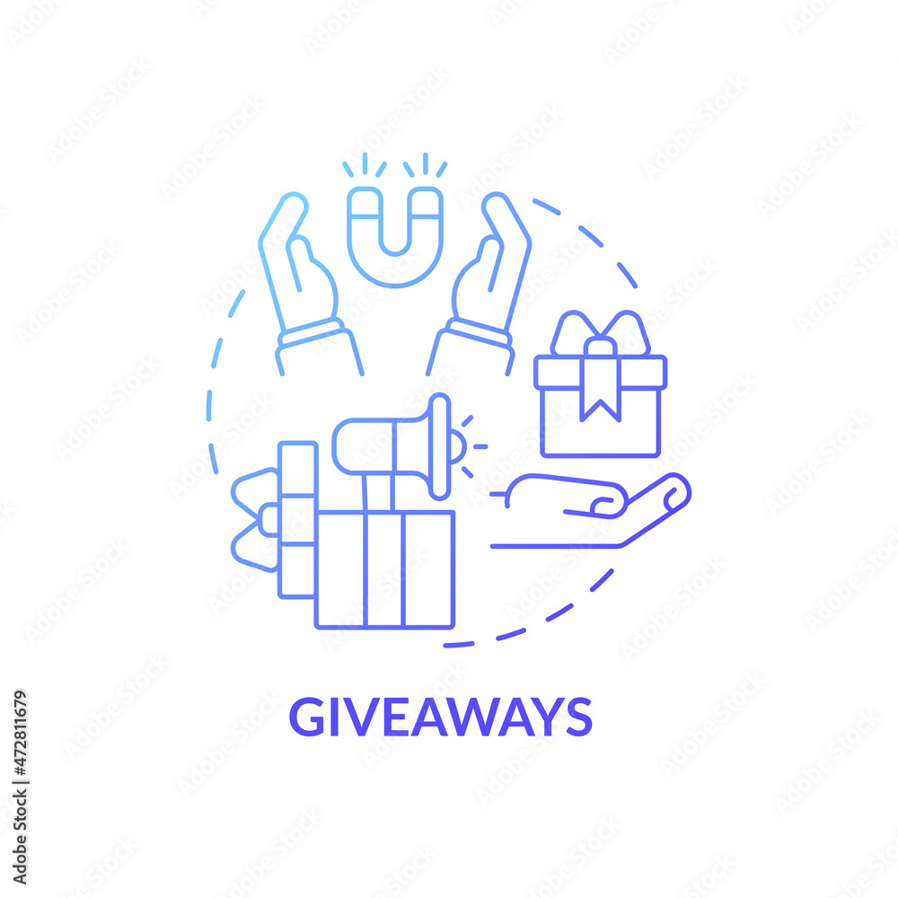 Giveaways campaign concept icon. Customers loyalty engaging. Advertising campaign of small business startup abstract idea thin line illustration. Vector isolated outline color drawing