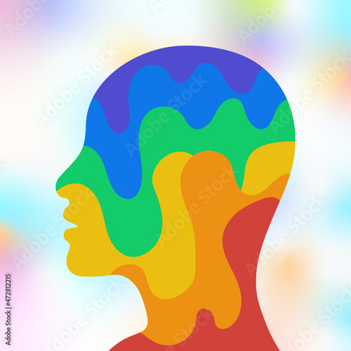 Double exposure silhouette of a person with LGBTQ+ concept