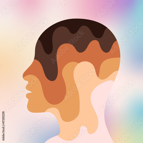 Double exposure silhouette of a person with diversity concept