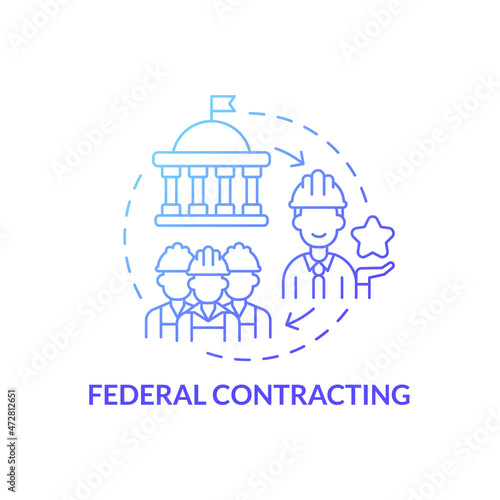 Federal contracting program concept icon. Startup launch support. Small business and government partnership abstract idea thin line illustration. Vector isolated outline color drawing