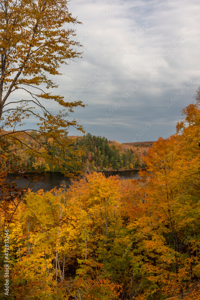 Autumn hues along Chapel Lake at Pictured Rocks National Lakeshore, Michigan, USA