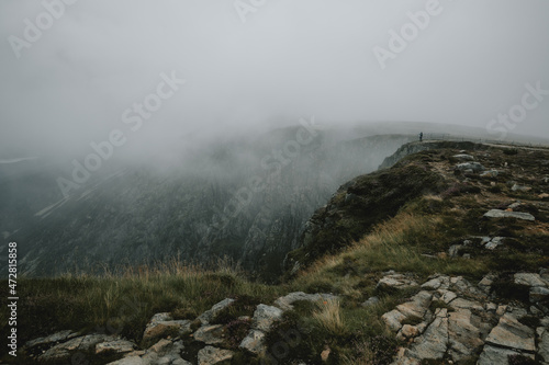 A climatic and rainy day at the Śnieżne Kotły in the Karkonosze Mountains.