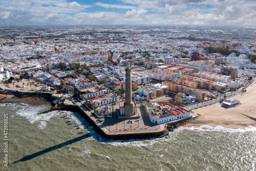 vista aérea del municipio de Chipiona en la costa de Cádiz, Andalucía photo
