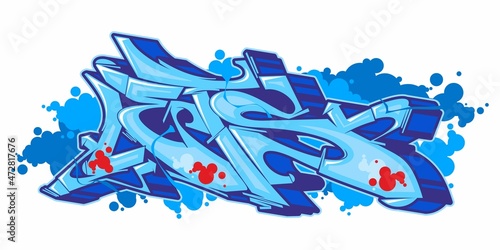 Isolated Blue Abstract Urban Graffiti Street Art Style Word Lets Lettering Vector Illustration 