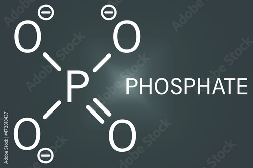 Phosphate anion, chemical structure. Skeletal formula.	