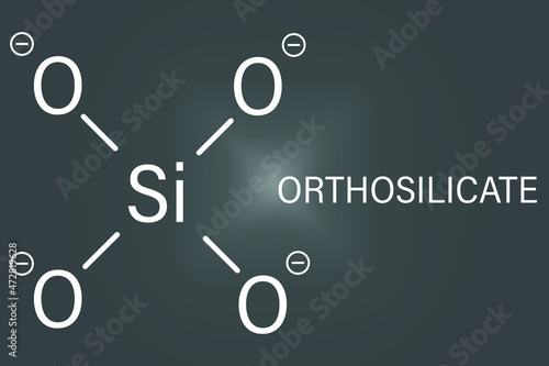 Orthosilicate (silicon tetroxide, silicate) anion, chemical structure. Skeletal formula.