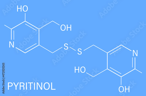 Pyritinol (pyridoxine disulfide) cognitive and learning disorder drug molecule. Also used in nootropic dietary supplements. Skeletal formula.