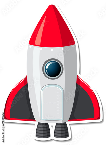 Sticker template with rocket ship isolated