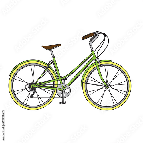 green classic retro vintage bicycle vector