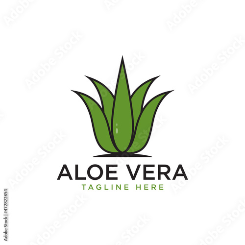 Aloe vera logo design template, vector illustration 