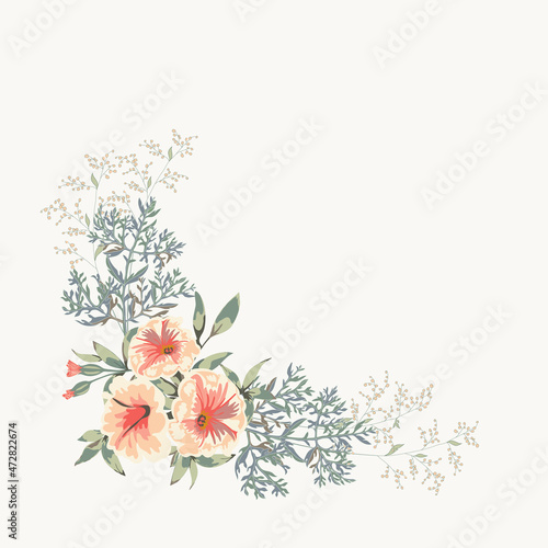 Huge floral bunch with beautiful wild flowers, greenery,corner composition