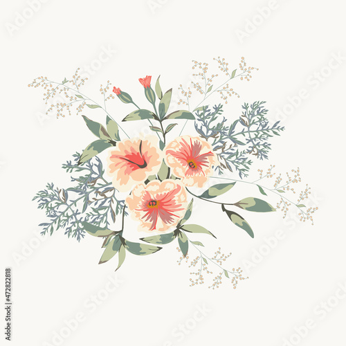 Huge floral bunch with beautiful wild flowers, greenery