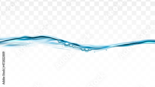 River Water Splash And Wave With Bubbles Vector. Nature Water Splashing And Waving, Aqua Stream. Healthy Natural Transparent Liquid For Refreshment Template Realistic 3d Illustration