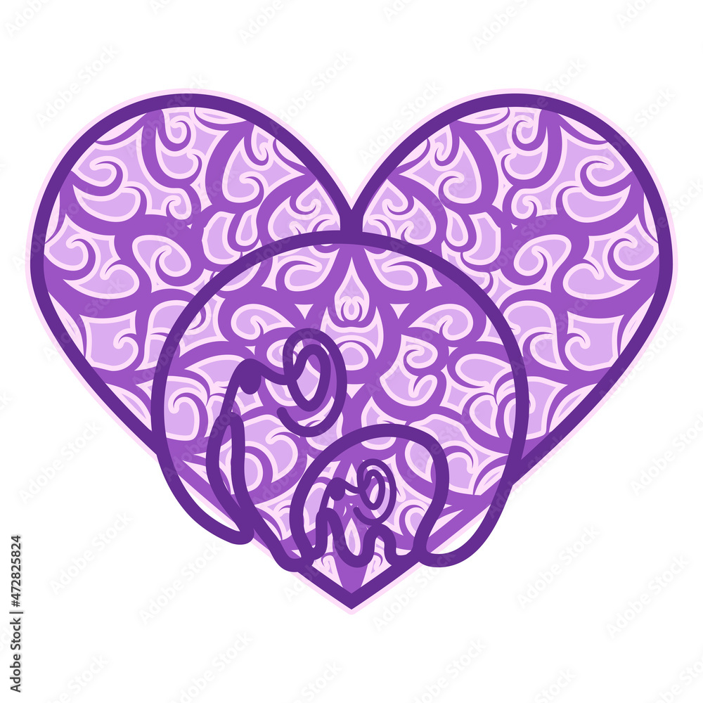 Abstract ornamental heart shaped 3d. Cutout lacy ornate heart. Valentine's day greeting card. Laser cutting design