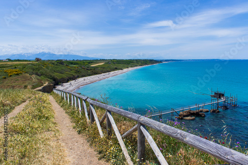 Punta Aderci  on the Costa dei Trabocchi in Abruzzo  Italy  is a very suggestive and panoramic beach  with truly photogenic corners. The nature of the beach is wild and untouched