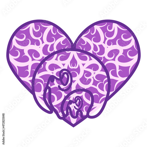 Wallpaper Mural Abstract ornamental heart shaped 3d. Cutout lacy ornate heart. Valentine's day greeting card. Laser cutting design Torontodigital.ca